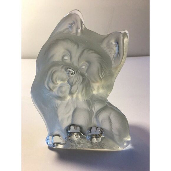 VIKING Frosted Glass Scottie Dog Bookend Figurine Paperweight 5.5” Puppy Terrier - Picture 4 of 7